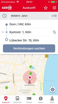 KVB-App - Route wählen - Fahrt planen - So gehts