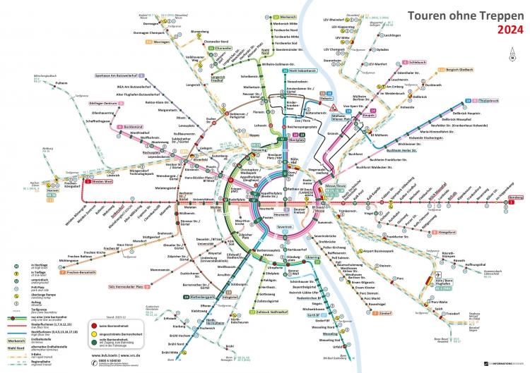 Tours without steps cologne - Network map for persons with reduced mobility