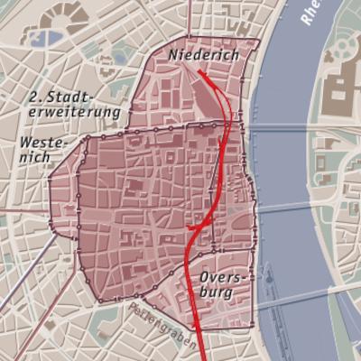 Grafik einer Kölner Stadtkarte aus dem Jahr 1106